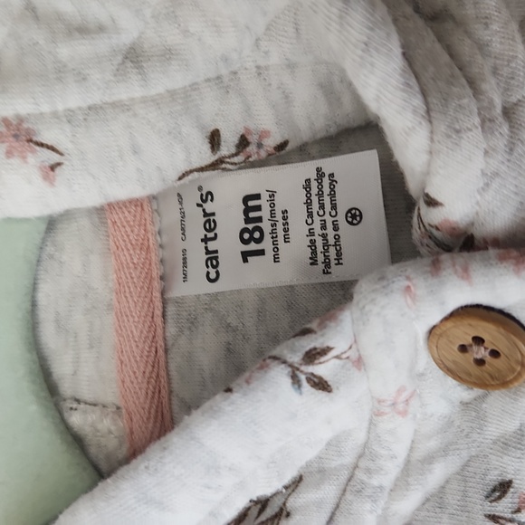 Carter's 18M Quilted Cardigan Floral Pattern - Picture 3 of 5